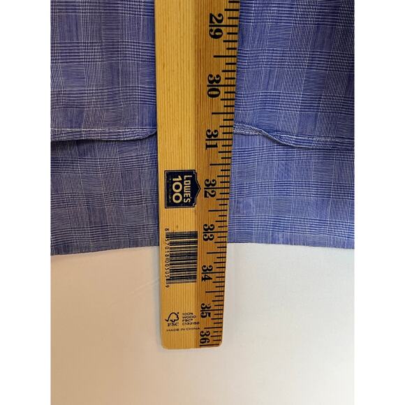 Gitman Bros Mens Size 18-36 Blue Plaid Button Front Long Sleeve Dress Shirt - Picture 7 of 8